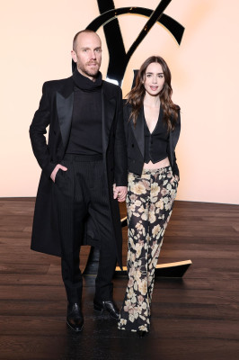 Lily Collins – YSL Show at Paris Fashion Week