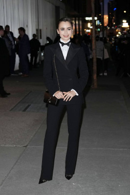 Lily Collins-Ralph Lauren Fall 2022 Fashion Show in NY