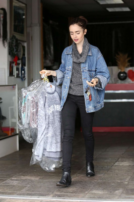 Lily Collins at The Dry Cleaners in Beverly Hills