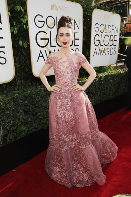 Lily Collins – 74th Annual Golden Globe Awards in Beverly Hills