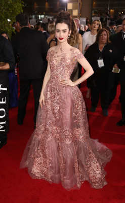 Lily Collins – 74th Annual Golden Globe Awards in Beverly Hills
