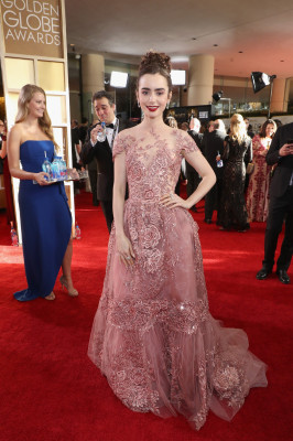 Lily Collins – 74th Annual Golden Globe Awards in Beverly Hills