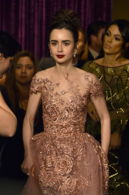 Lily Collins – 74th Annual Golden Globe Awards in Beverly Hills