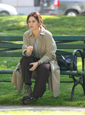 Lily James - Relay (2023) On Set in Newark, New Jersey 05/25/2023