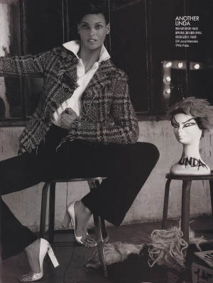 Linda Evangelista for Elle Korea January 2004 by  Julien d&#039;Ys