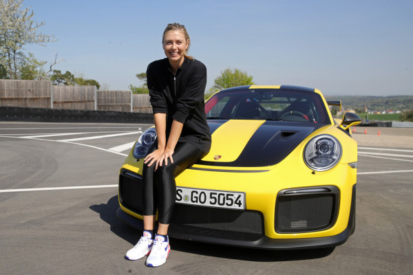 Maria Sharapova - driving a Porsche 911 RT2 RS with Mark Webber in Stuttgart