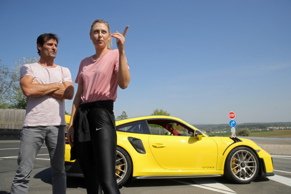 Maria Sharapova - driving a Porsche 911 RT2 RS with Mark Webber in Stuttgart