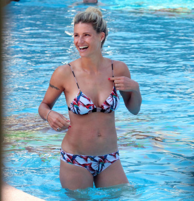 MICHELLE HUNZIKER in Bikini at a Pool in Milano 07/03/2020