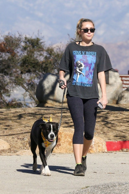 Miley Cyrus Hike With Her Dog, Mary Jane in Studio City