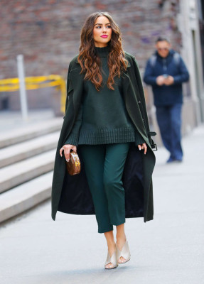 Olivia Culpo in Olive Green Outfit out in Manhattan