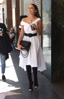 Olivia Culpo in White Dress out a coffee in LA