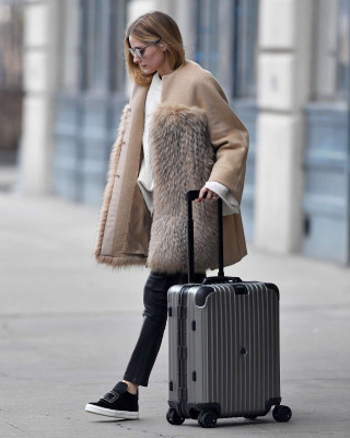Olivia Palermo in Beige Fur Coat out in Brooklyn