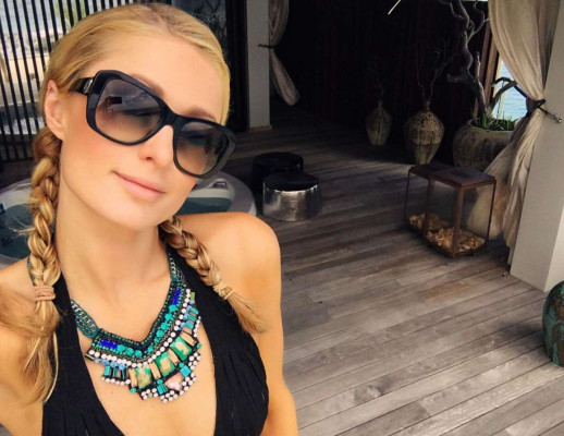 Paris Hilton in Black Swimsuit in Maldives