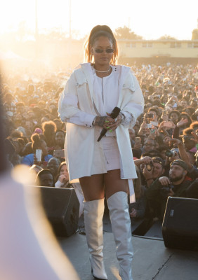 Rihanna at TDE Annual Christmas Concert in Watts 12/21/2017