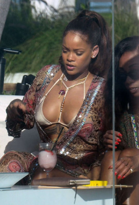 Rihanna in Bikini at Pool at Miami Beach