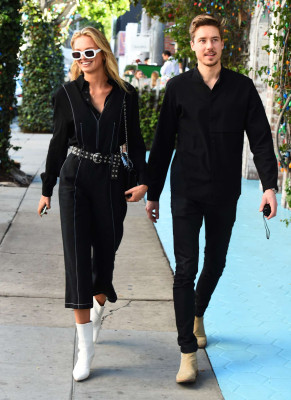 Romee Strijd with her boyfriend out for lunch at The Ivy in West Hollywood