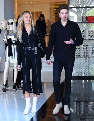 Romee Strijd with her boyfriend out for lunch at The Ivy in West Hollywood