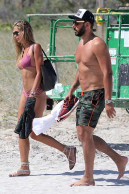 Sandra Kubicka in Pink Bikini at the beach in Miami