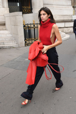 Sara Sampaio Arriving at the Balmain show Spring Summer 2018 In Paris 