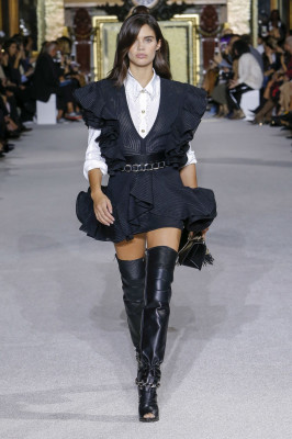 Sara Sampaio – Walks Balmain Fashion Show in Paris
