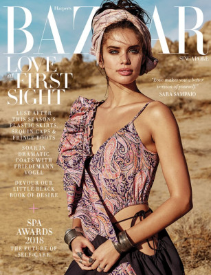 Sara Sampaio on the Cover of Harper’s Bazaar Magazine, Singapore February 2018