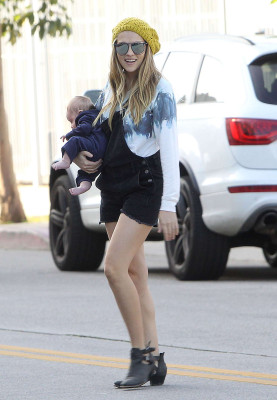 Teresa Palmer in Jeans Shorts out In Los Angeles