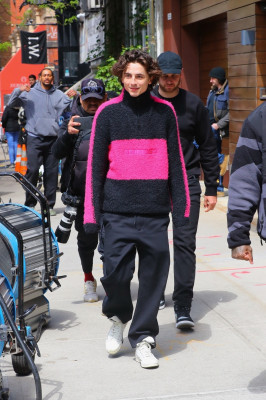 Timothée Chalamet - Chanel &#039;Bleu de Chanel&#039; On Set in New York 04/19/2023