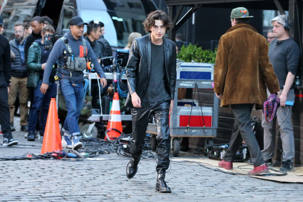 Timothée Chalamet - Chanel &#039;Bleu de Chanel&#039; On Set in New York 04/19/2023