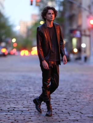 Timothée Chalamet - Chanel &#039;Bleu de Chanel&#039; On Set in New York 04/19/2023