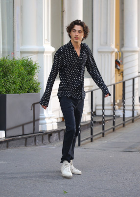 Timothée Chalamet - Chanel &#039;Bleu de Chanel&#039; On Set in New York 04/19/2023