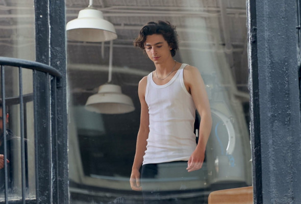 Timothée Chalamet - Chanel &#039;Bleu de Chanel&#039; On Set in New York 04/19/2023