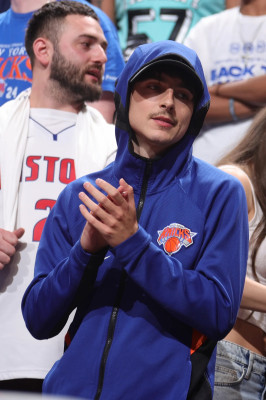 Timothée Chalamet - NY Knicks vs Detroit Pistons Game in Detroit 04/24/2025