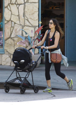 Troian Bellisario with her daughter in Los Angeles